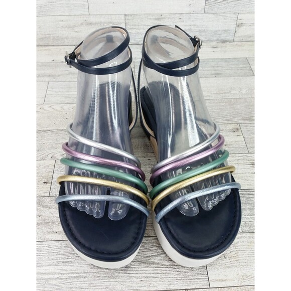 Louise Et Cie BIMO Platform Sandals Y2K Asymmetrical Straps Ankle Wrap Size 8M - Picture 2 of 14